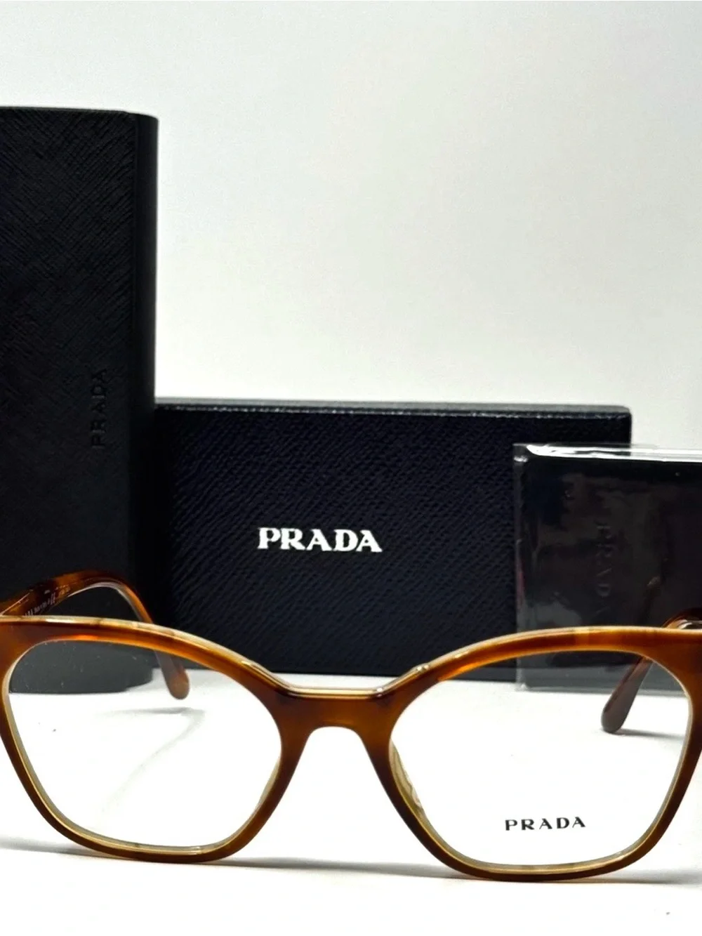 NEW PRADA VPRO9U 54-18-140 Havanastriped White  Eyeglasses Unisex AUTHENTIC